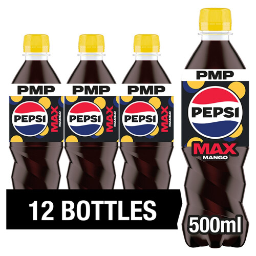 Pepsi Pepsi Max Mango No Sugar Cola Bottle 500ml (Pack of 12)