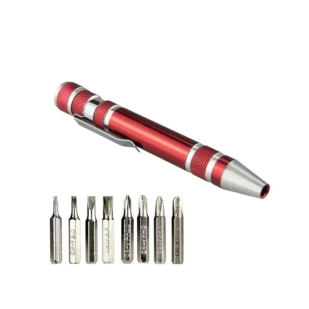 8In1 Screwdriver Bit Made Of Aluminum Alloy Â Interchangeable Bits For Easy Repairs And Disassembly (Red) 6276012995953