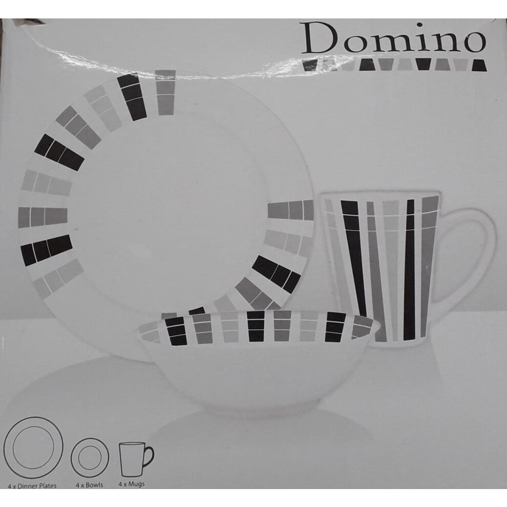Domino 12 Piece Dinner Set Multicoloured