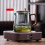 Elegantes chinesisches Teeservice – Transparente Teekanne mit Walnussboden 5