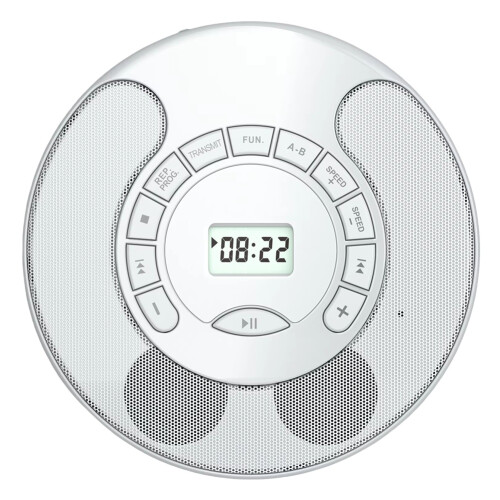 Νέο φορητό CD player, USB player, διπλά στερεοφωνικά ηχεία, λευκό