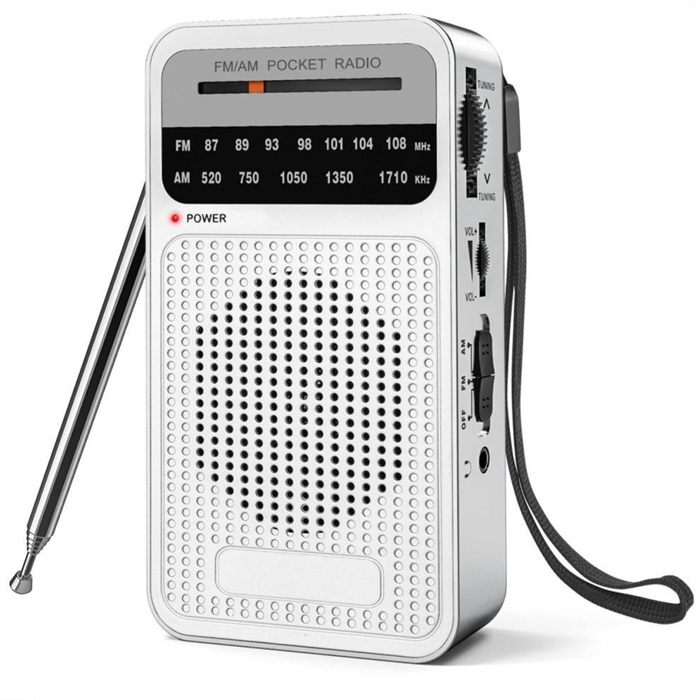Am Fm Pocket Radio, Transistor Radio With Loudspeaker Silver 4714049933743