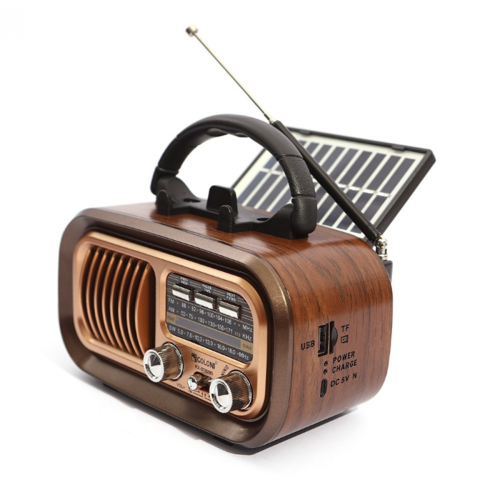Retro Portable Radio - AM/FM/SW, Bluetooth, Solar/D Battery/USB-C 2