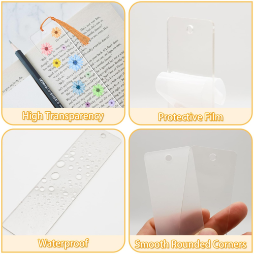 40PCS Acrylic Bookmarks Blanks with 40 PCS Colorful Tassels 2