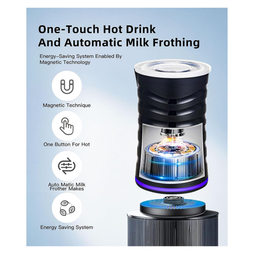 Electric Milk Frother with Non-Stick Coating, EU Plug 2