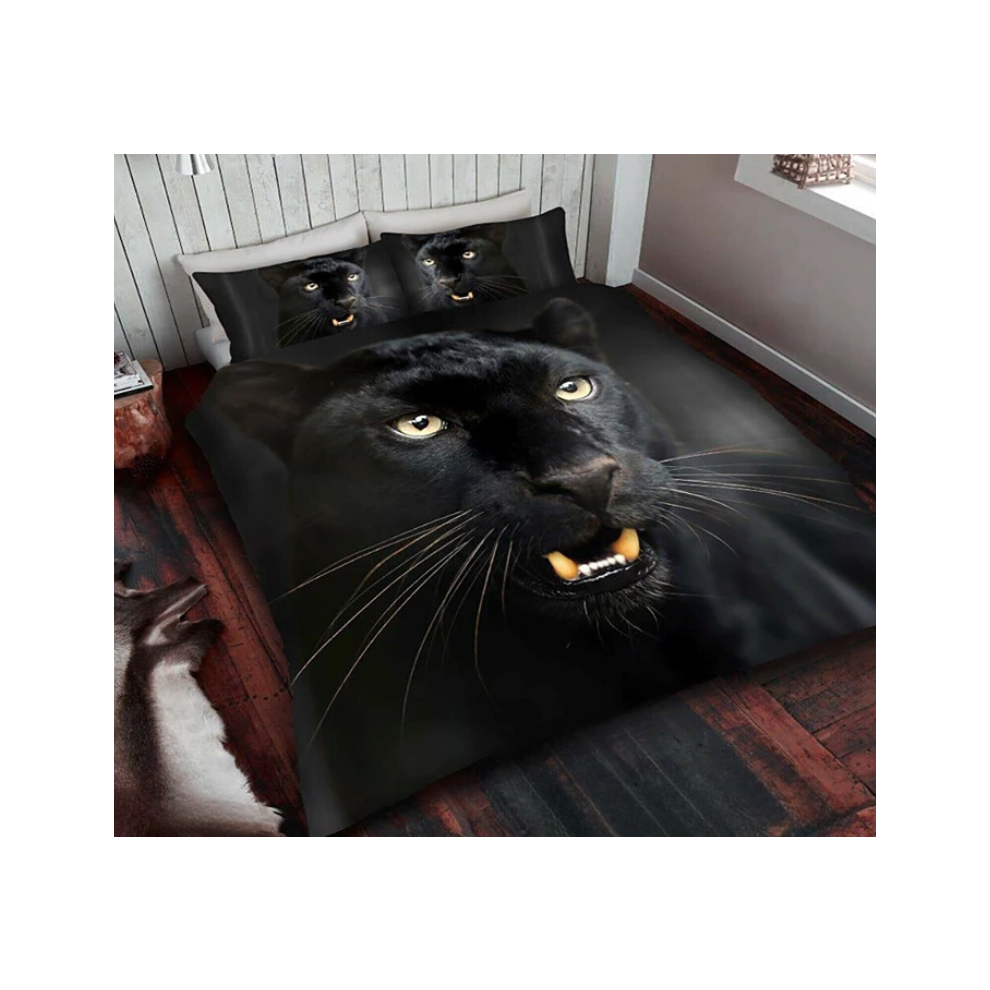 Northern Luxe (3D Black Panther, Single) 3D Animal Print Bedding Quilt Cover Duvet Set