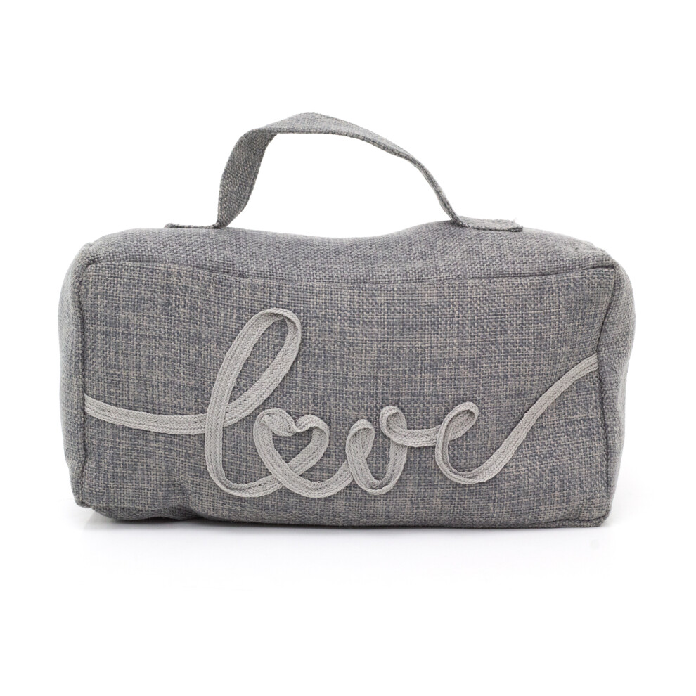 Carousel Fabric Door Stop | Rectangle Weighted Door Stopper With Handle | Decorative Indoor Doorstop - Love Grey