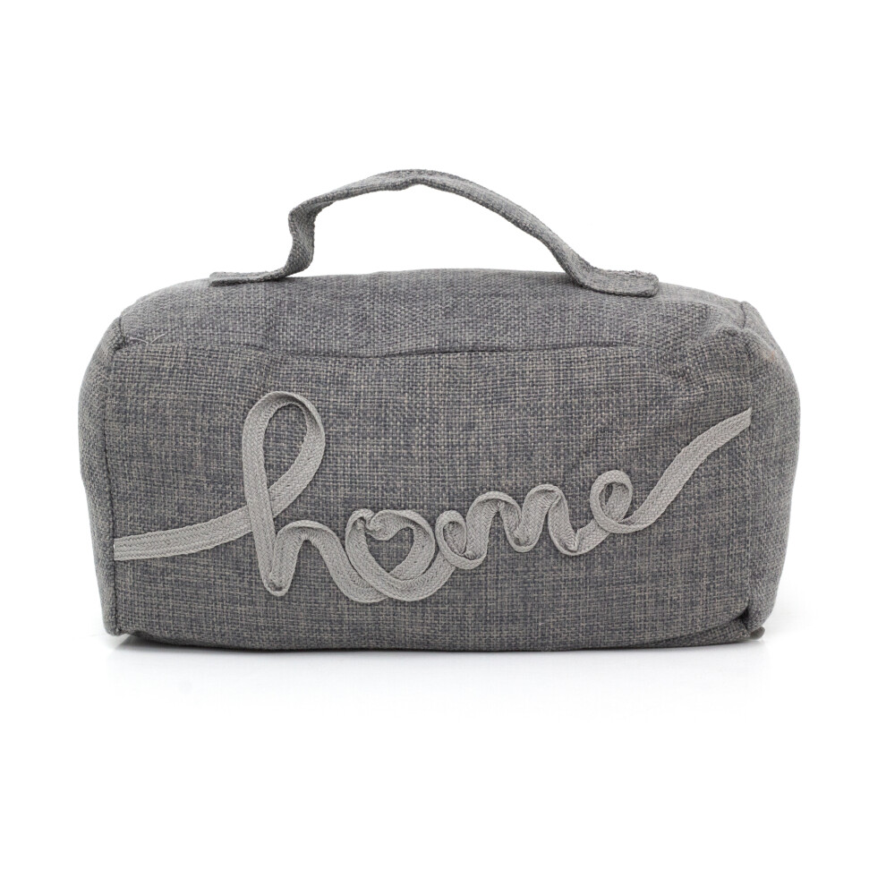 Carousel Fabric Door Stop | Rectangle Weighted Door Stopper With Handle | Decorative Indoor Doorstop - Home Grey