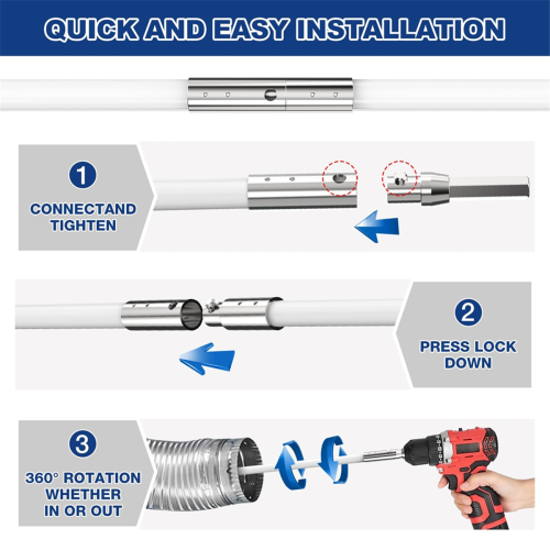 30 Feet Dryer Vent Cleaner Kit with Drill Attachment, Flexible Brush 2