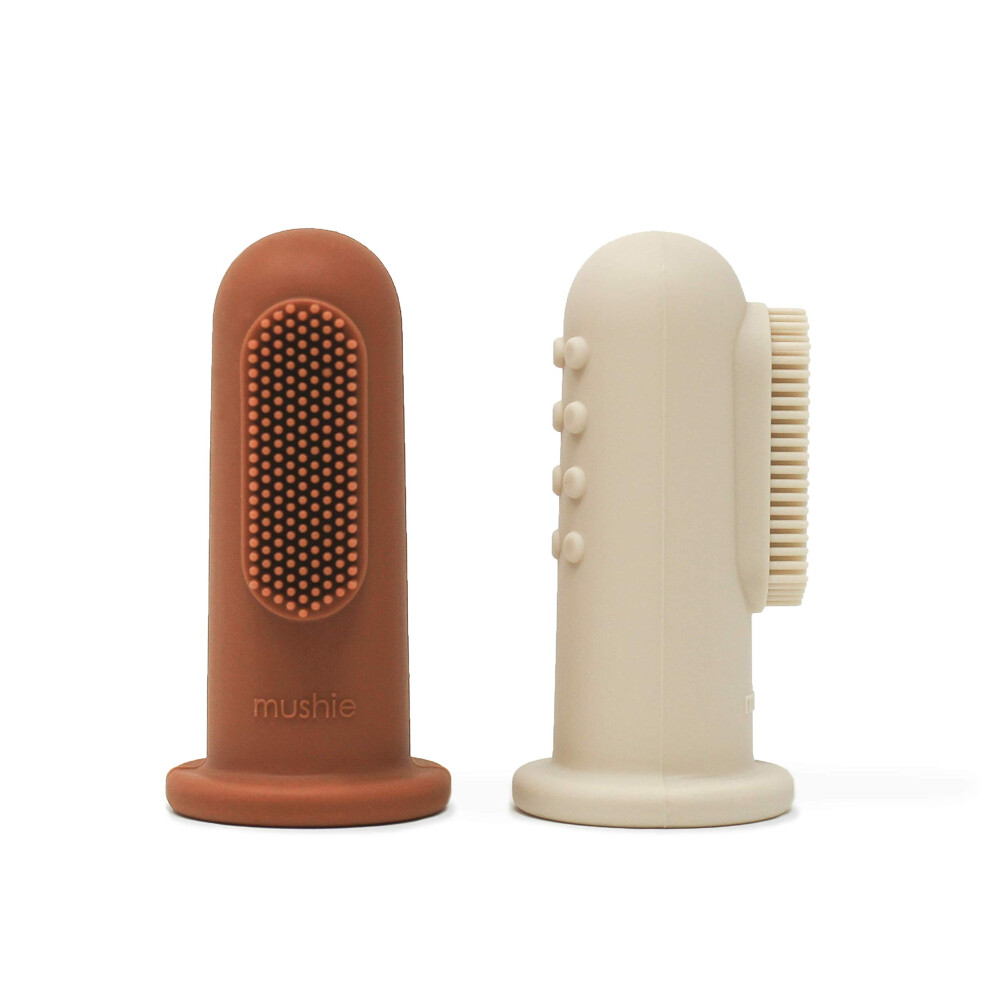 Baby Finger Toothbrush (Clay/Shifting Sand) 2-Pack Mushie