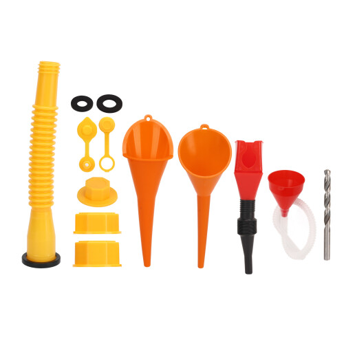 Gas Can Spout Replacement Set Yellow with Funnel & Drill Bits 2
