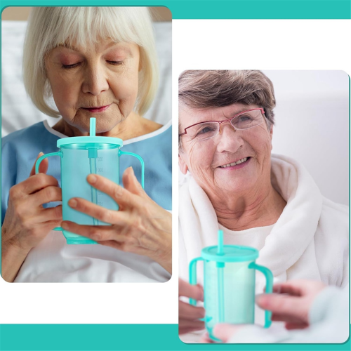 3 Pcs Adult Sippy Cups for Elderly, 12 Oz Plastic Spill Proof Cups 2