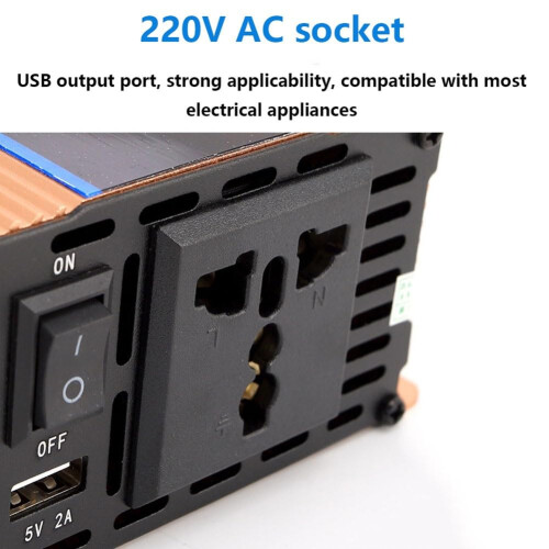 Multifunktionel bilinverter, 12v DC til 220v AC inverter 1200W 2