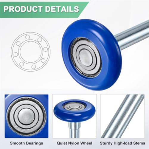 6Pcs Nylon Garage Door Rollers, 1.8in/46mm Quiet Garage Door Wheels A 1