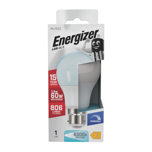 Energizer Energizer LED GLS B22 806lm 7.3W 6500K Daylight Light Bulb 1 Pack