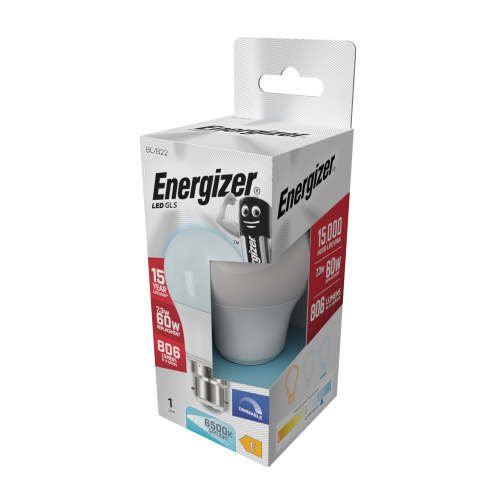 Energizer Energizer LED GLS B22 806lm 7.3W 6500K Daylight Light Bulb 1 Pack 1