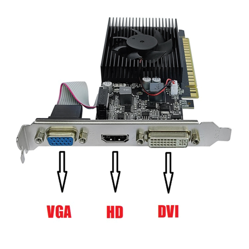 Placa de vídeo GT210 1GB DDR3 64 bits com 2 baffles 1