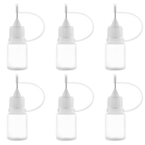 Plastic Dropper Bottles, Pack of 6 Precision Needle Bottles for Ink