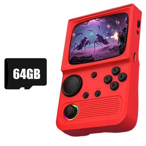 R36T Retro Handheld Game Console 64G 15000 Games Red