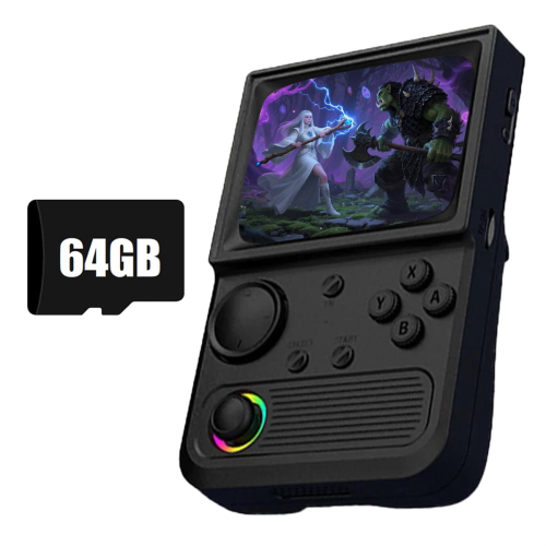 R36T Retro Handheld Game Console 64G 15000 Games Black