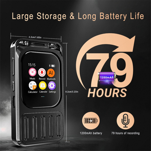 AI Digital Audio Voice Recorder 1200mAh Bluetooth MP3 Player 2