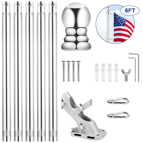 Flag Pole for House,6 FT Stainless Steel, for Outdoor 2