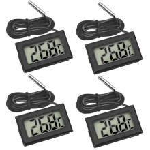 4x Digital Lcd Thermometer Temperature Monitor with External Probe for Fridge Freezer Refrigerator Aquarium (4x Black)