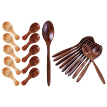 Wooden Spoons, 10 PCS Wood Soup Spoon Set, - 7.3 Inches