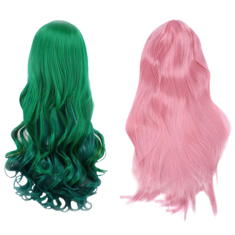 80cm Long Straight Cosplay Wig Multicolor Heat Full Resili