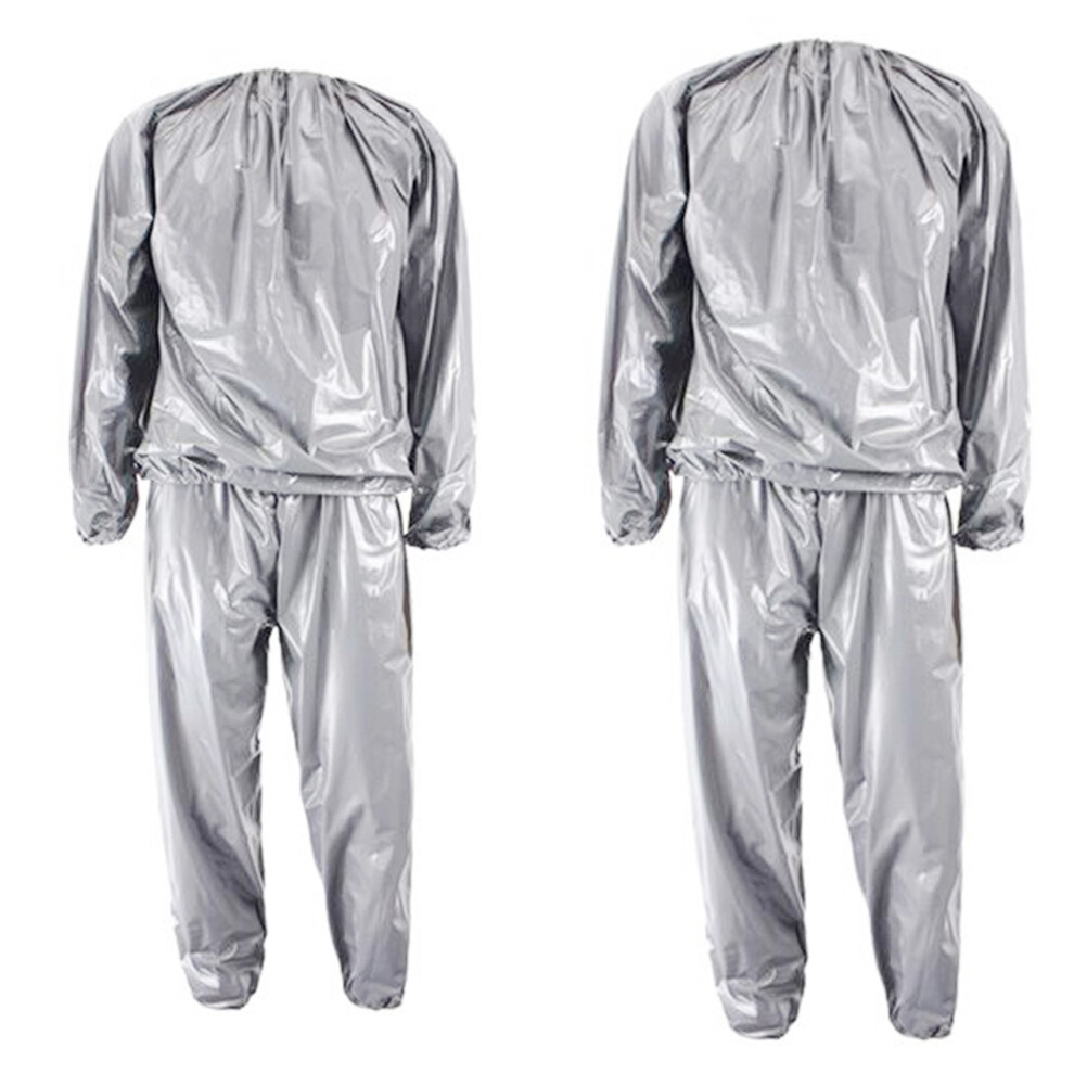 Heavy Duty Fitness Weight Loss Sweat Sauna Suit Silver L
