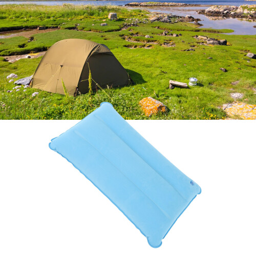 Sky Blue PVC Inflatable Camping Pillow 440x270mm Lightweight