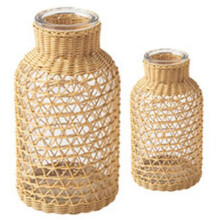 Straw Glass Flower Vase Japanese Flower Pot in the Nordic -L