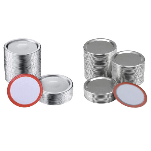 100 Pcs 70MM Jar Split-Type Lids with Silicone Seals Rings