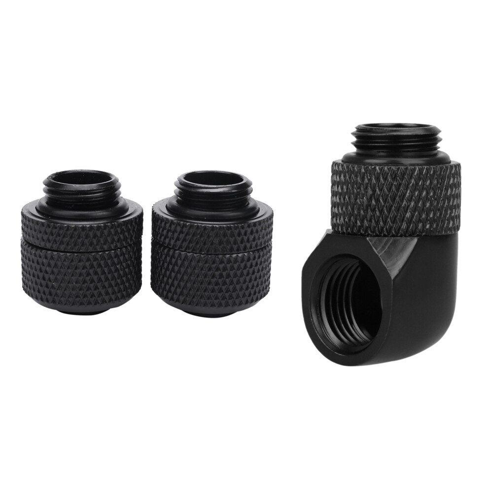 12.9Mm G1/4 Thread 90 Degree Rotary Tube Connector Fitting Black 4711478484310
