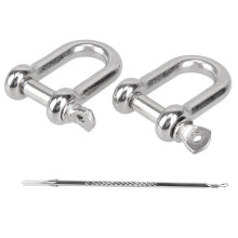 Corrente estilo D com pino de parafuso 304, manilha Dee de 4 mm para amarração, pacote com 2