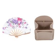 Bamboo Flower Printed Japanese Style Foldable Hand Held Fan Decor