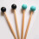 2Pcs Soft Rubber Head Sticks Wood Handle Bell Mallets Black 2