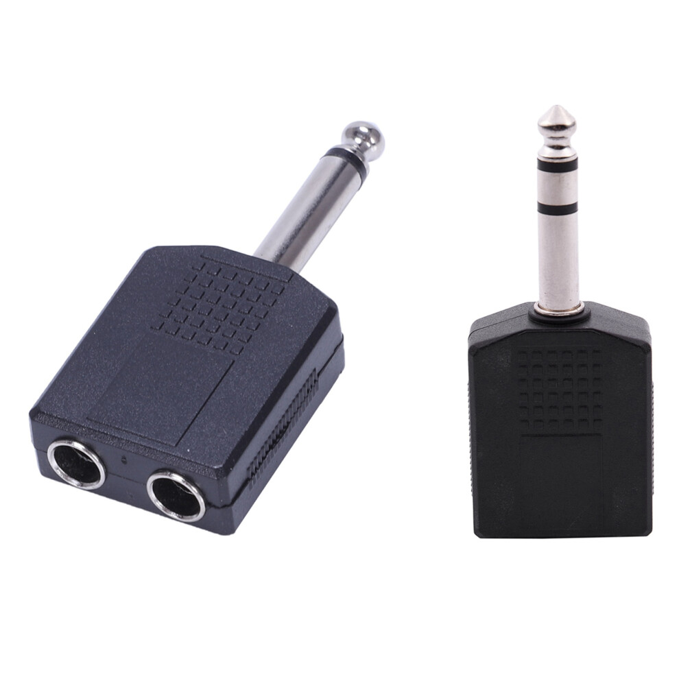 6.35 1/4" Male To Dual Female Mono Y Cord Pa Audio Cable Adapt Black 4711478475738