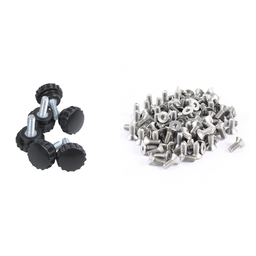 6 Pcs M4x10 Threaded Knurled Thumbscrew Grip Knobs Thumb Screw 4711478475882