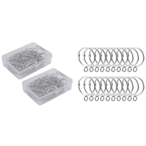 100 Pack Metal Curtain Hooks Drapery Hook Pins with Clear Box