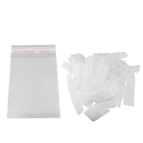 200 sacos plásticos transparentes autoadesivos de 7 cm x 13 cm com fecho removível