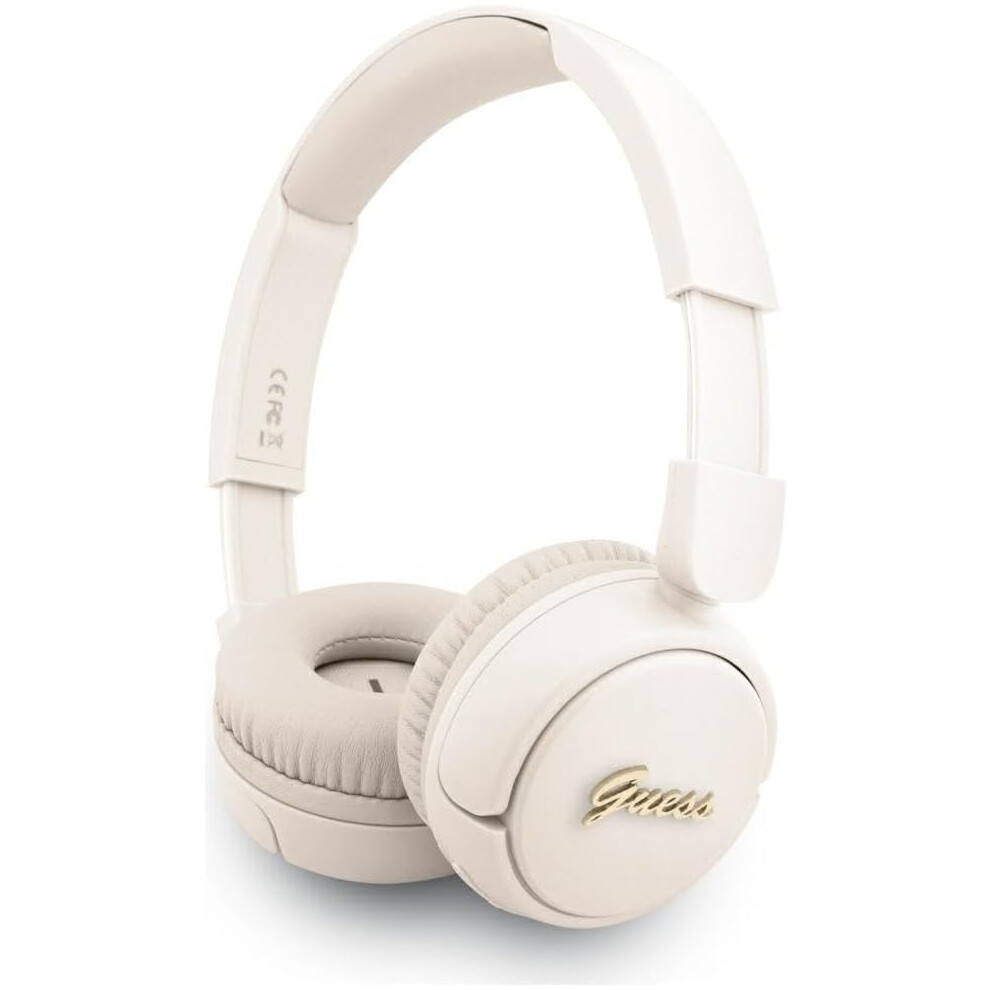 Guess Script Metal Logo On Ear Wireless Headphone - Gubhv6sce Beige 3666339454951