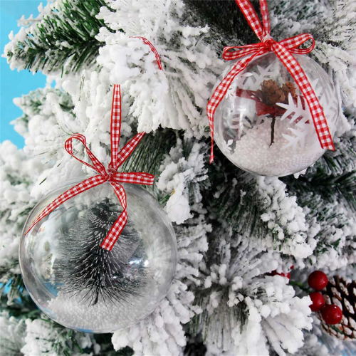 10 Sets 80mm DIY Fillable Balls Clear Plastic Ornaments Balls