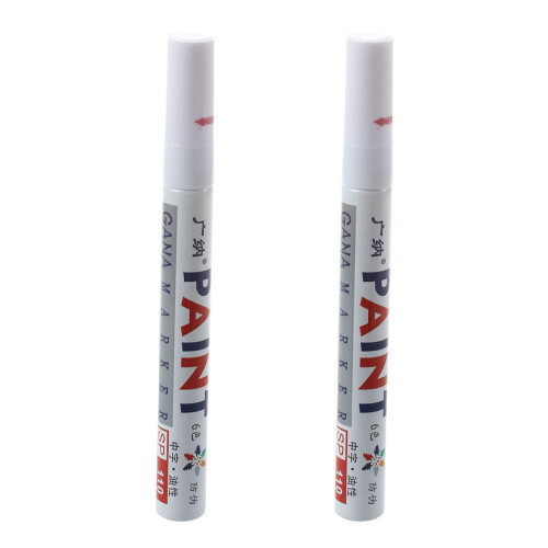 1 Witte permanente autoband metaalverfstift