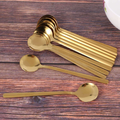 12pcs/Set Shape Coffee Spoon Stainless Steel Dessert Spoon(gold) 2