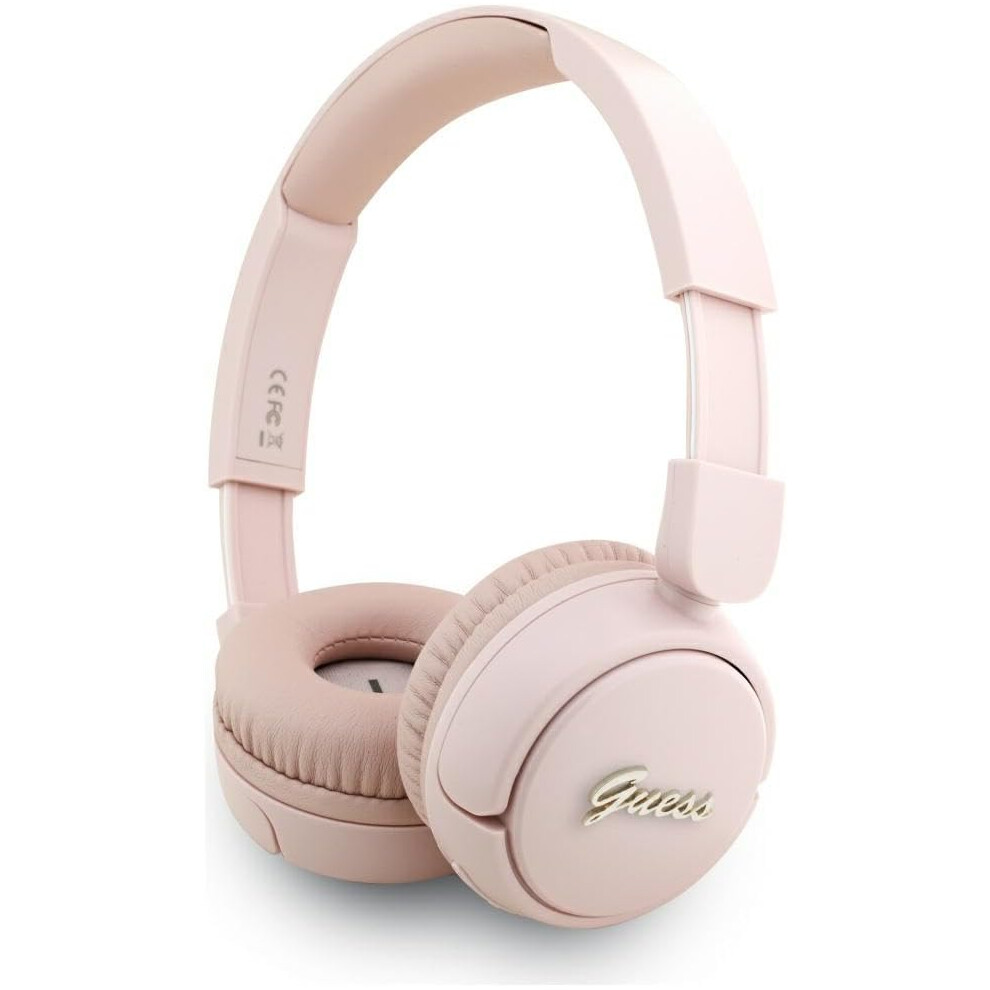 Guess Script Metal Logo On Ear Wireless Headphone - Gubhv6scp Pink 3666339454937