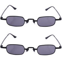 2x Retro Punk Glasses Clear Square Sunglasses-Black & Black Gray