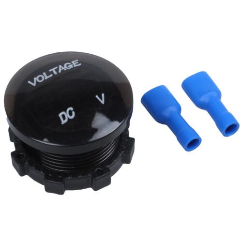 12V-24V Coche Motocicleta LED rojo Impermeable Voltimetro Negro 1