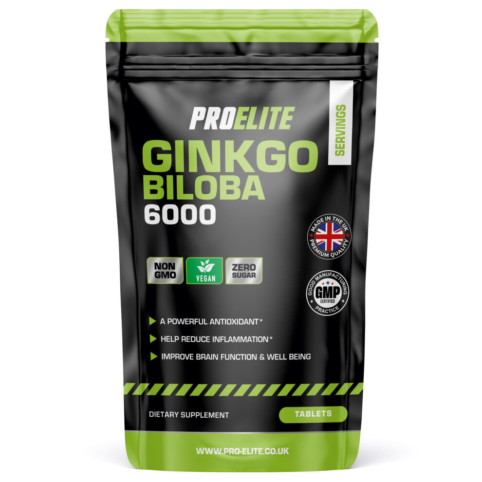 Proelite (180 Tablets) Ginkgo Biloba 6000Mg Tablets Ginseng Vegan