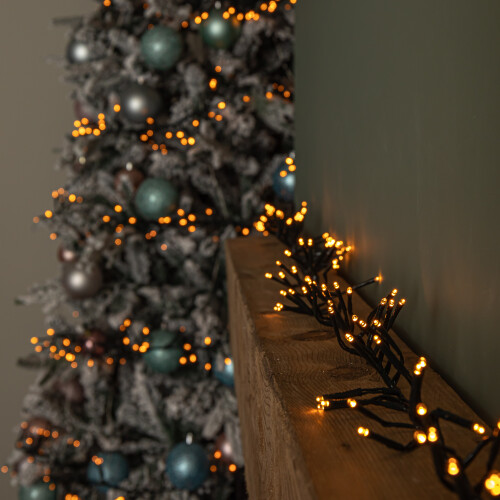 Premier 18.5m 1440 LED Christmas Cluster Multi-Action String Lights with Timer in Vintage Gold